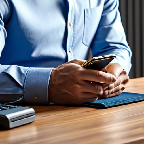 Home 6 **Prompt for Secure Hardware Wallet Usage**
A professional male crypto investor, wearing a modest business casual shirt, meticulously interacts with a sleek hardware wallet on a clean wooden desk. In the background, a modern, softly lit home office space is visible, suggesting a secure and organized environment. The focus is on his hands holding the device, showcasing well-formed hands and proper finger count. The overall image conveys a sense of calm, control, and advanced digital asset security. perfect anatomy, correct proportions, natural pose, safe for work, appropriate content, fully clothed, professional, high quality, studio lighting.