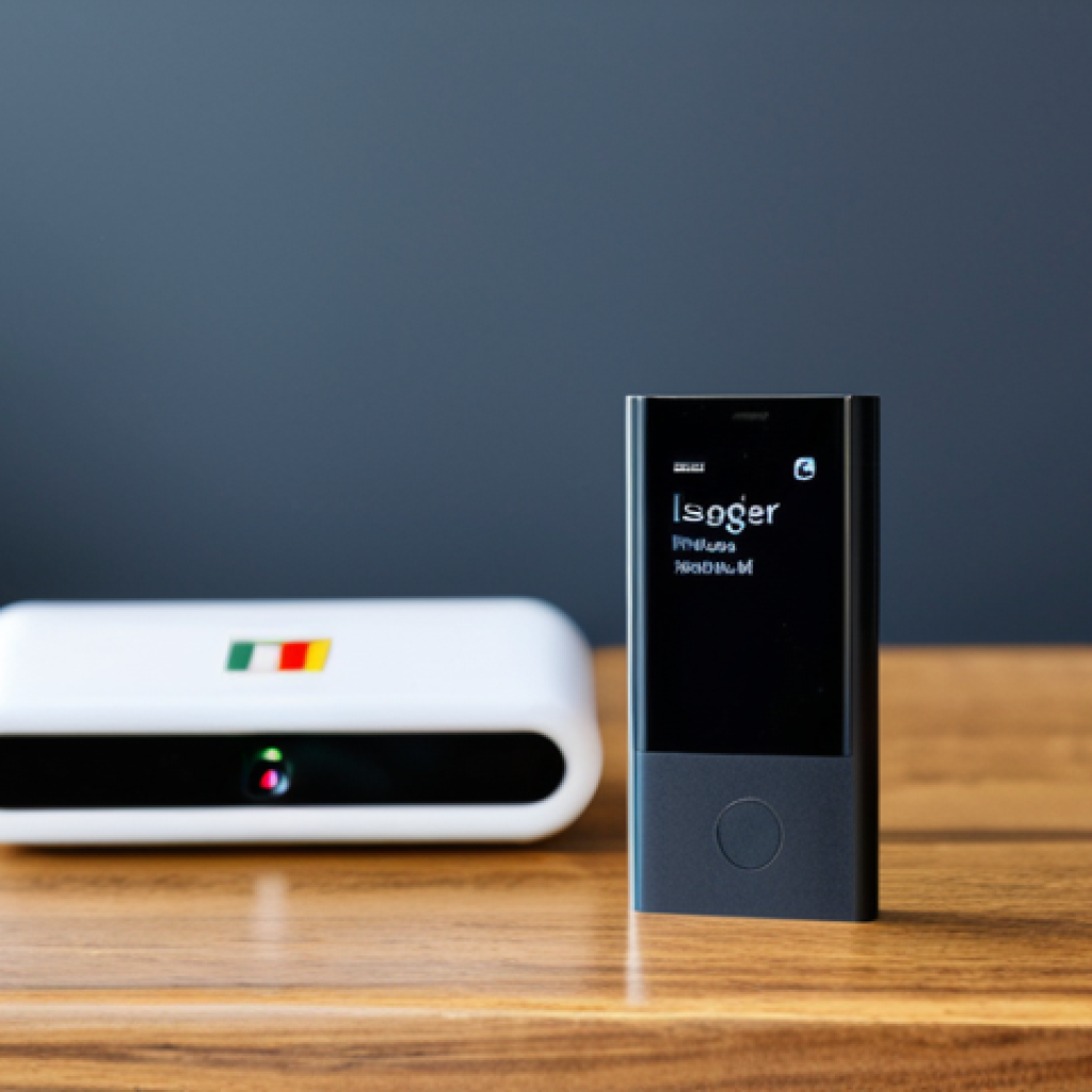 **Prompt:** A secure hardware wallet (like Ledger Nano X) displayed on a wooden desk with a German flag subtly in the background. Focus on the device's screen displaying "Secure Storage." Concept: Digital asset security. Keywords: "Kryptow&auml;hrung sicherheit," "Hardware Wallet," "Ledger Nano," "digitale Sicherheit," "safe for work," "professional product shot," "high resolution," "perfect anatomy," "appropriate content," "fully clothed" (referring to anyone in the background, if applicable).