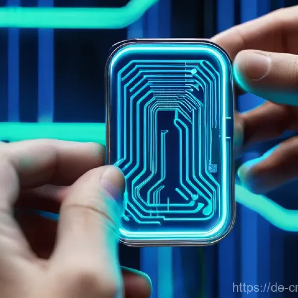 암호화폐에 투자하기 전 보안 점검 목록 - **Prompt: The Digital Vault of a Hardware Wallet**
    "A sleek, futuristic hardware wallet device, ...