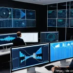 보안 감사의 중요성과 실행 방법 - A modern German office setting with IT security professionals conducting a thorough cybersecurity au...