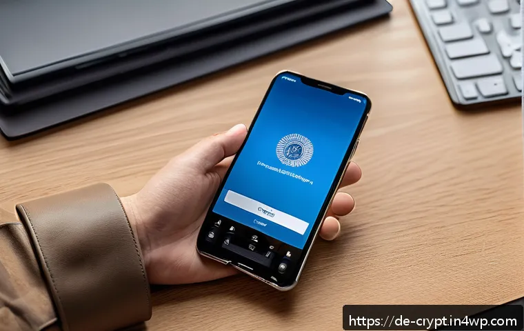 스마트폰과 암호화폐 보안의 관계 - A close-up view of a modern German smartphone displaying a cryptocurrency wallet app with biometric ...