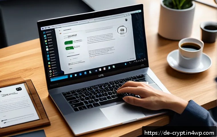 암호화폐 자산 관리의 보안 원칙 - A modern, well-lit home office setup featuring a person carefully using a Ledger Nano X hardware wal...